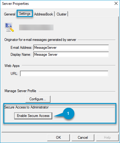 server administrator secure access at a glance dialog box example enable