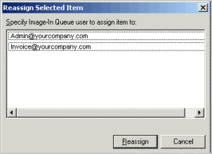 reassign selected item dialog box