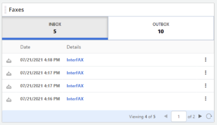fax inbox and outbox via interfax example