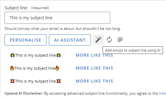 Screen capture showing results retrieved from AI assist.