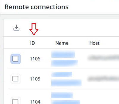 Screen capture showing the location of the remote connection IDs within the Adestra app.