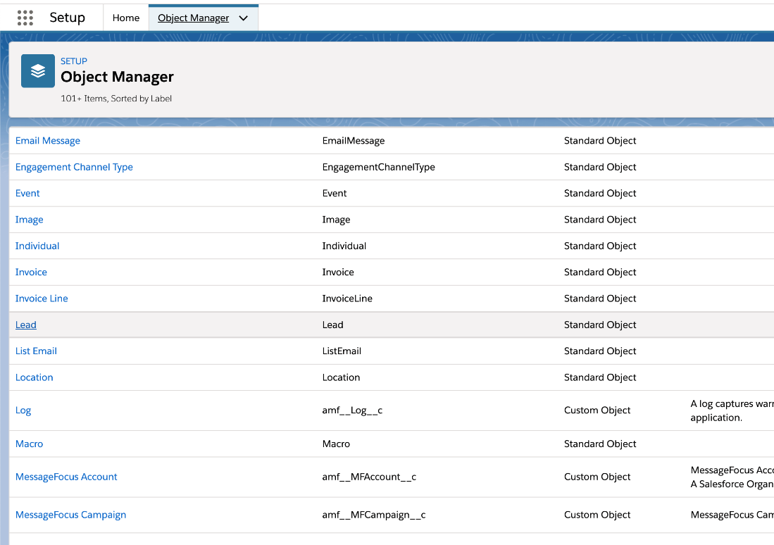 Setup Object Manager