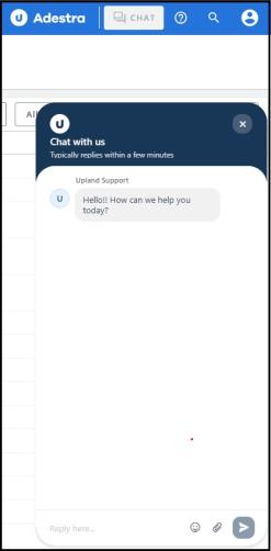 Screen capture showing the chat window as it appears upon pressing the chat button.
