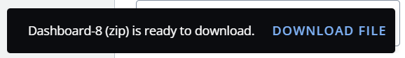 Screen capture showing an example popup confirming that a file is ready for download.
