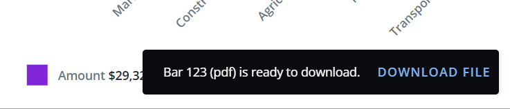 Screen capture showing an example popup confirming that a file is ready for download.