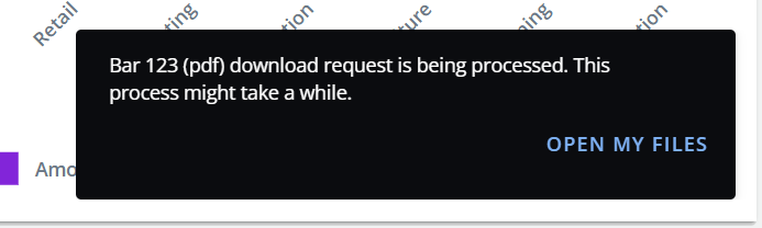Screen capture showing an example popup confirming that a download request is being processed.