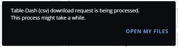 Screen capture showing an example popup confirming that a download request is being processed.