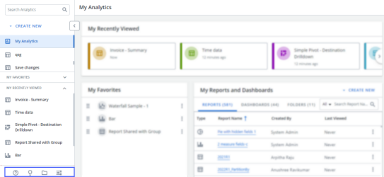 Screen capture highlighting the location of the Analytics menu icons within the Analytics menu.