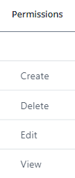 Screen capture showing an example of the Permissions column and its associated functions.