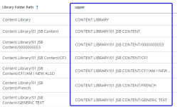 Screen capture showing a custom field using the Upper function to convert the string in the Library Folder Path to uppercase.