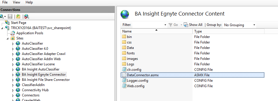 BA Insight Egnyte Connector in IIS