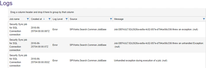 See the Logs page. See the Logs page.