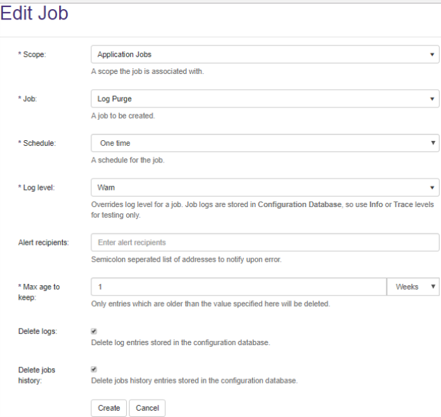 See the Log Purwindow.ge job in the Edit Job pop-up
