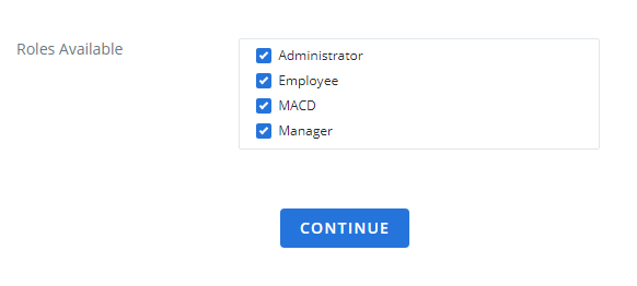 List of the roles available. All roles are selected. 