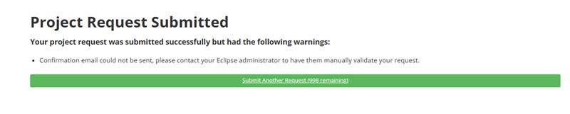 Project Request Confirmation Email Not Sent (ECL-13916)