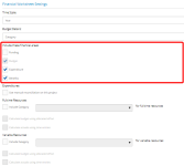 Financial Worksheet Settings