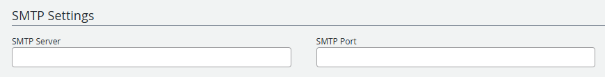 Screenshot showing SMTP settings, including SMTP Server and SMTP Port