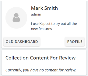 View of the dashboard when there is no content to review