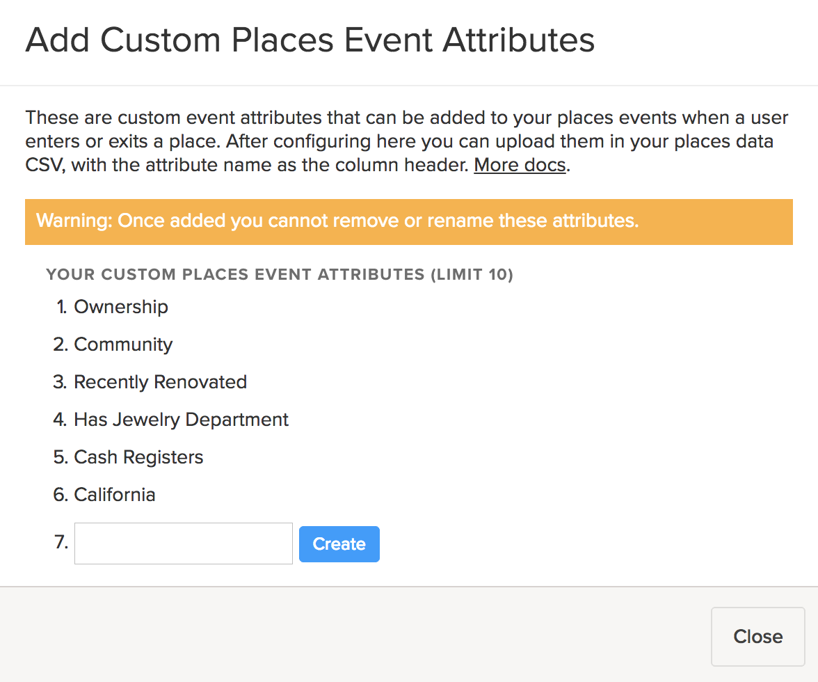 Add custom places events attributes