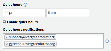 Quiet hours settings