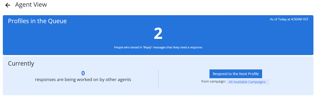 Agent View dashboard