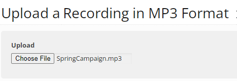 The old Upload Recording page.