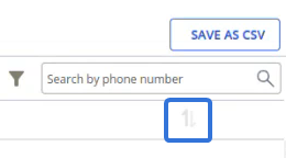 The sorting arrows on the "Calls" page.
