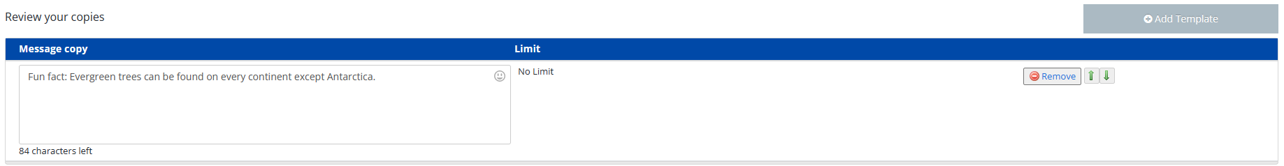 Group message template