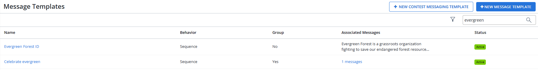 Message Templates table