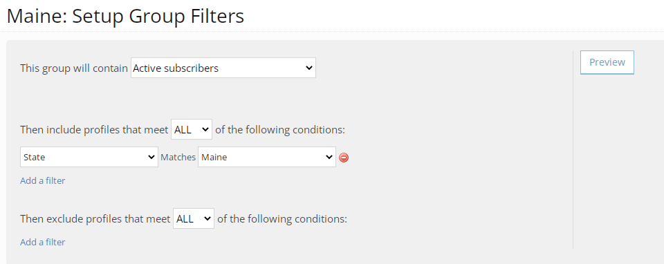 Dynamic group filters