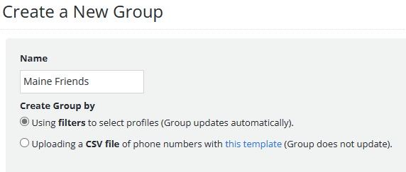 Create filtered group