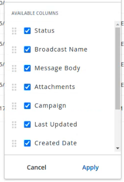 The Table Settings window.