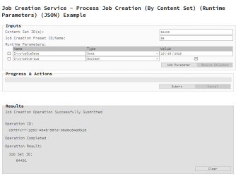 Running a Job Creation Operation By Content Set with Runtime Parameters ...