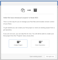 The welcome panel when OL Automate starts with Projects Enabled. You can create a project, clone a repository, or open an existing project. 