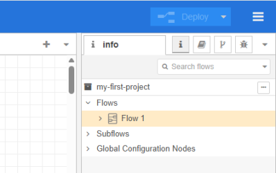 The right information panel, showing a flow and sublows under a project. 