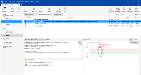 An OL Connect Automate Project opened in the Sourcetree Git client.
