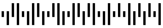 Sample KIX code, a series of vertical lines. Some are full height, while shorter lines are top or bottom aligned. 