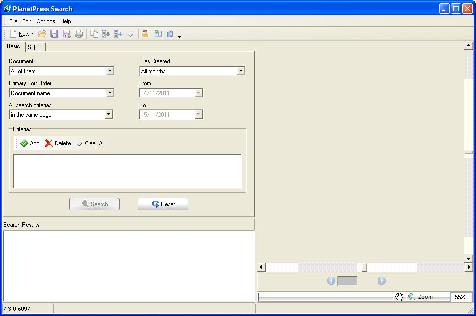 Search Main Dialog