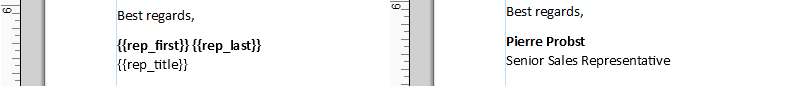 Letter with personal data values