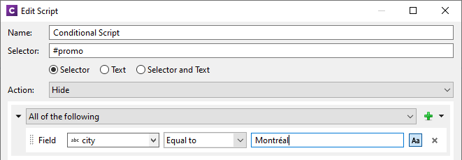 Conditional script dialog