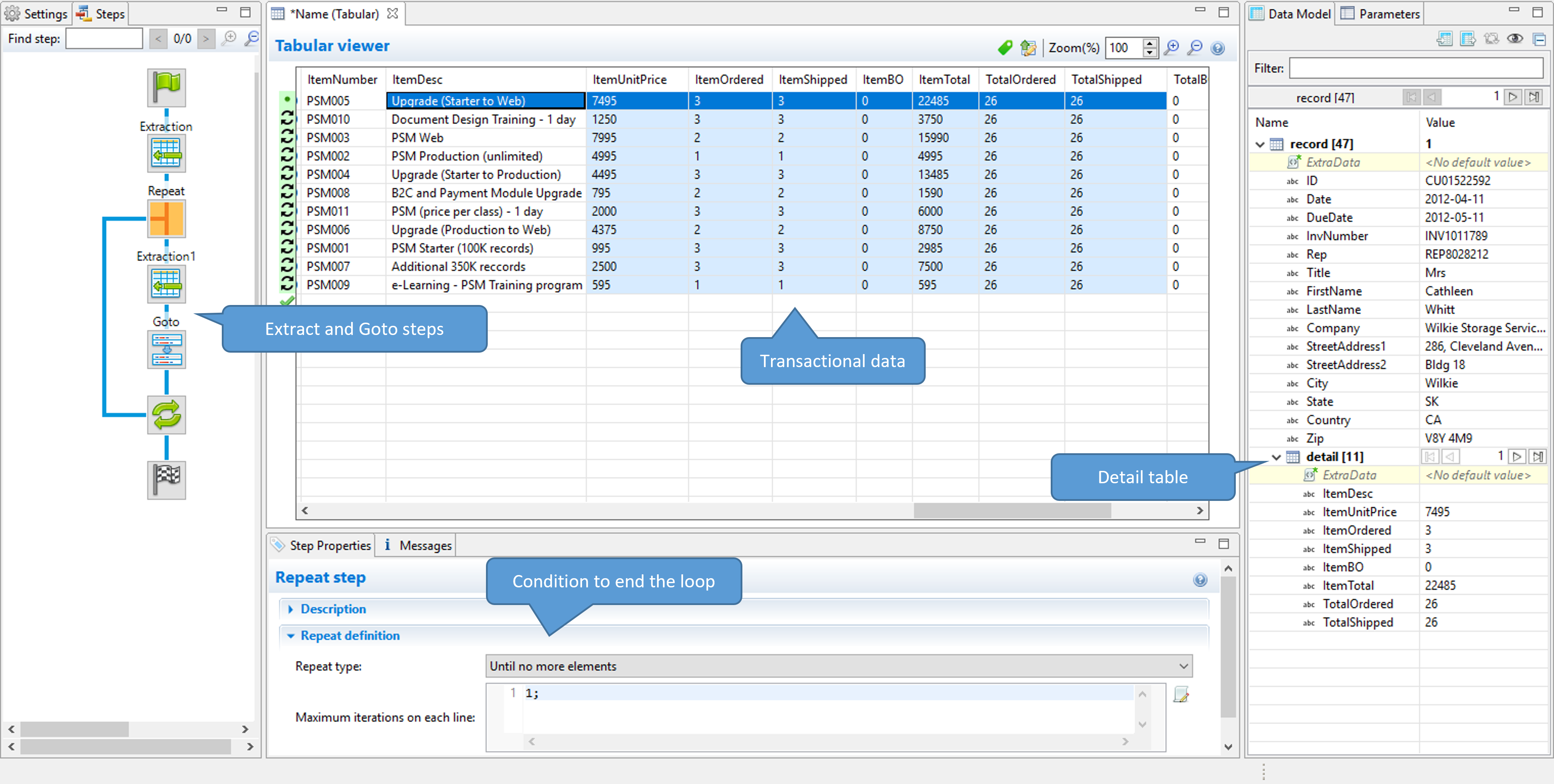 Detail Table example