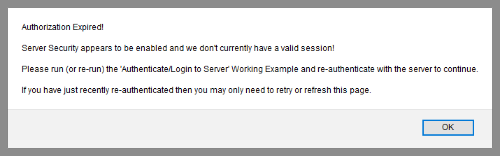 Using the Working Examples with Server Security