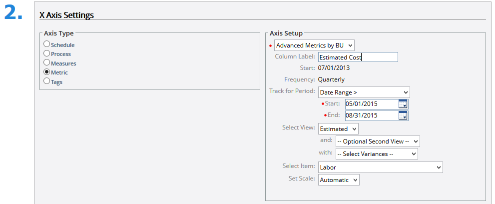 X Axis Settings - Metric