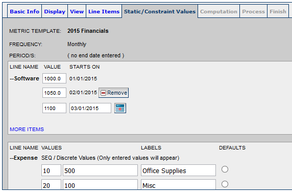 Set Static/Constraint Values