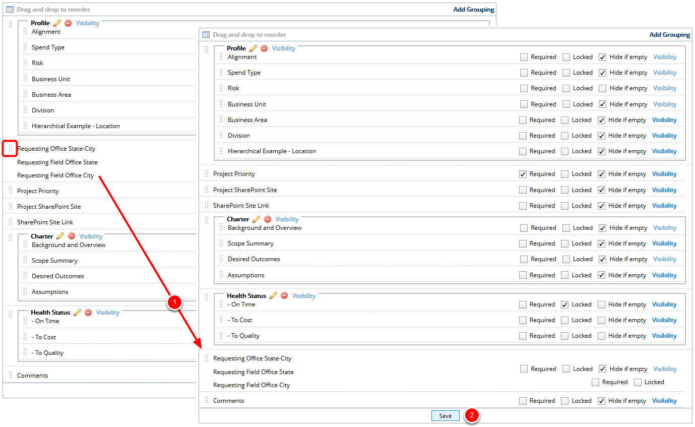 Reorder Dependent Tags
