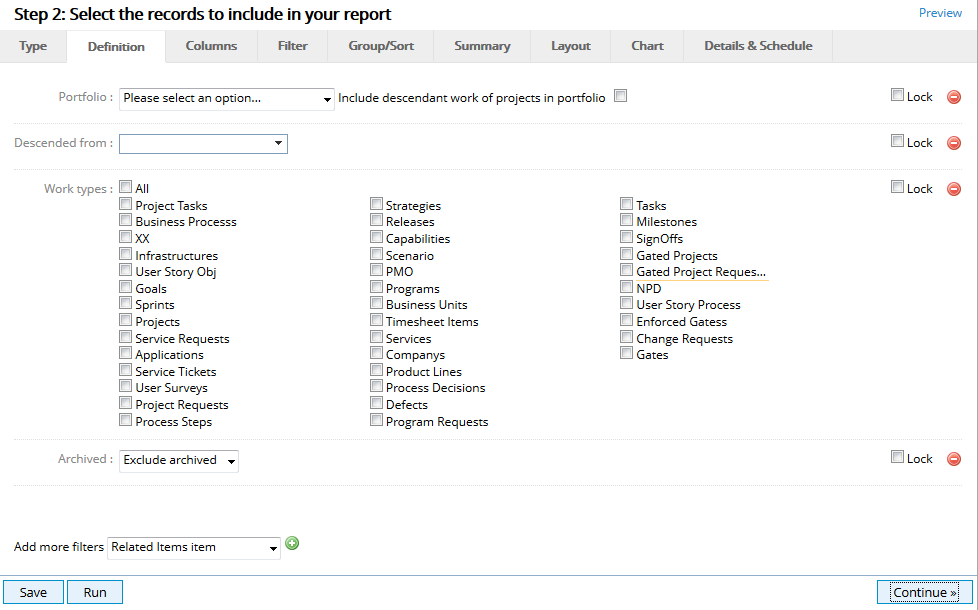 Set Report Definitions