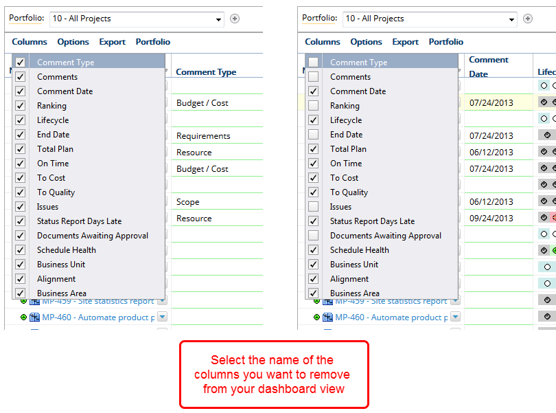 Click Columns