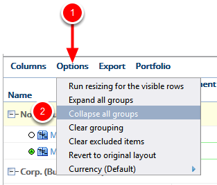 Click Options - Collapse Groups