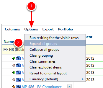 Click Options - Expand Groups
