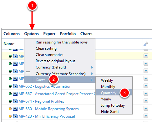 Click Options - Gantt